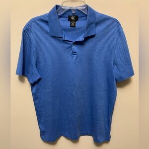 CALVIN KLEIN Light Blue Striped Blue Polo Shirt